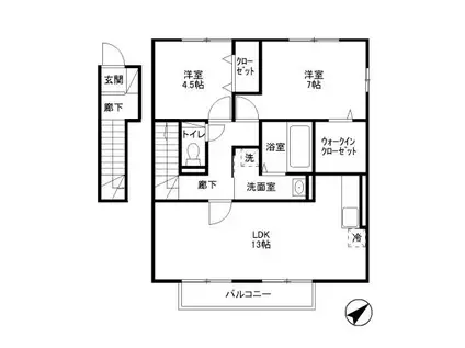 コモドカーサ(2LDK/2階)の間取り写真