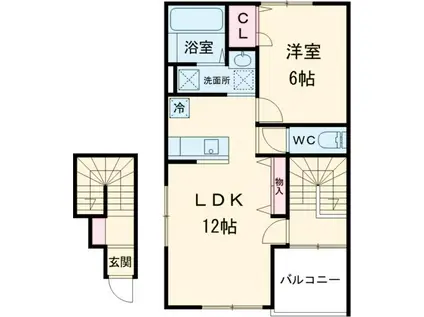 ブロンクスハウス(1LDK/2階)の間取り写真