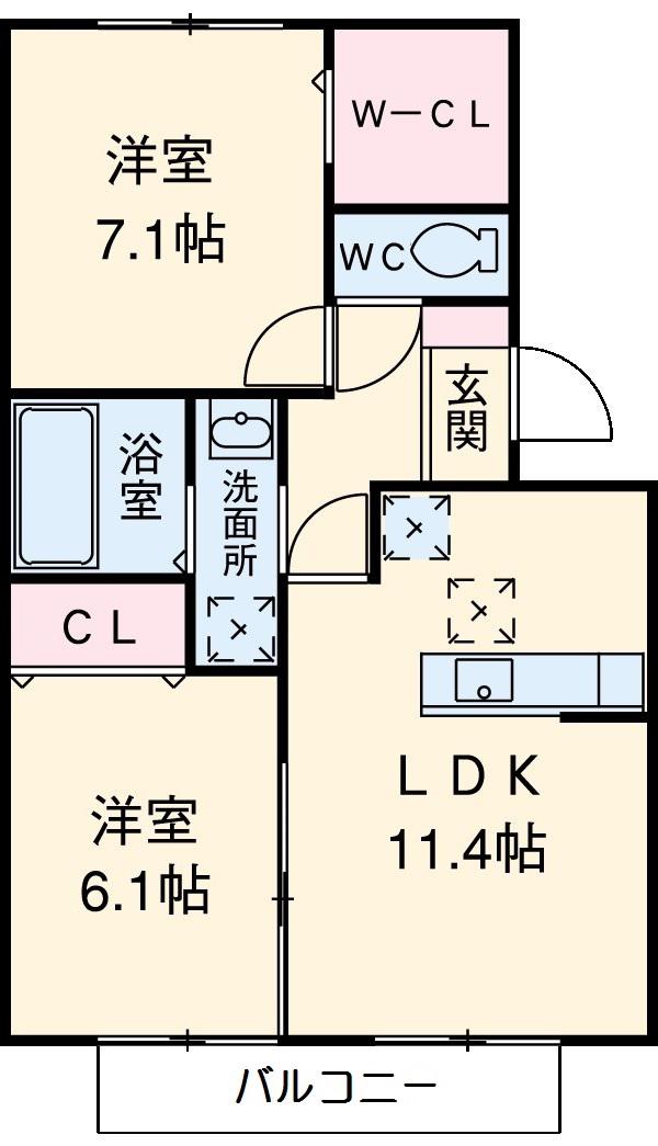 キャッスル大幸(2LDK/2階)の間取り写真