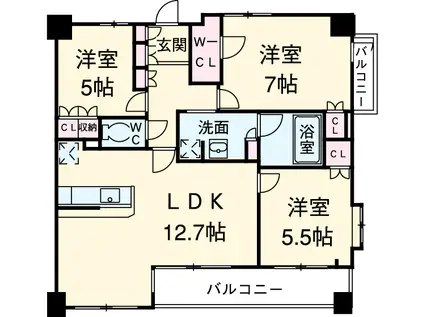 KDXレジデンス町田(3LDK/6階)の間取り写真