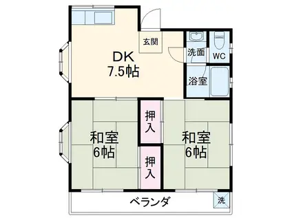 サザン南(2DK/1階)の間取り写真