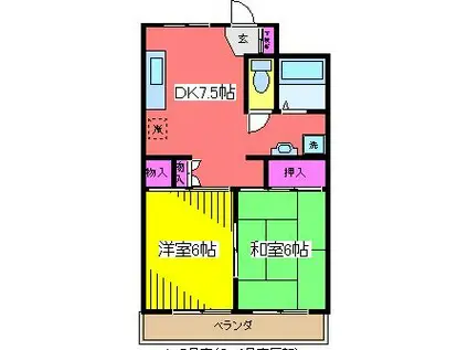 関口コーポ(2DK/6階)の間取り写真