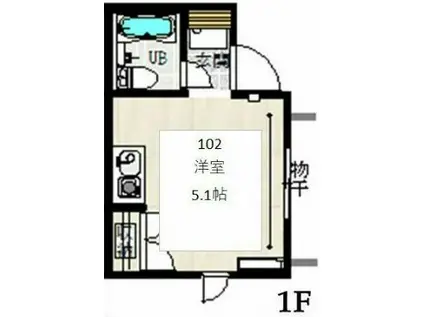コーポ若葉(ワンルーム/1階)の間取り写真