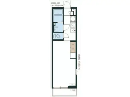 リブリ・ルームス弁天3-Ⅱ(1K/1階)の間取り写真