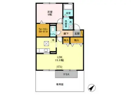 バニュルスⅠ・Ⅱ・Ⅲ(1LDK/1階)の間取り写真