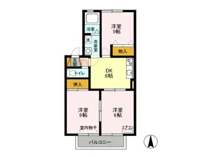 パークメゾンA(3DK/1階)の間取り写真