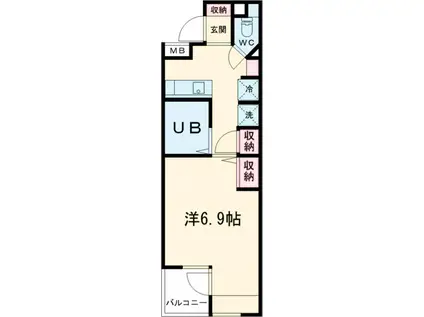 ルクレ荻窪(1K/2階)の間取り写真