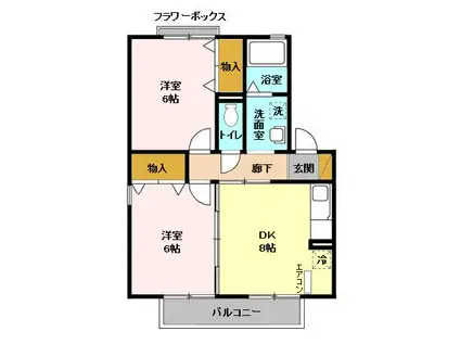 コーポ小倉A(2DK/2階)の間取り写真