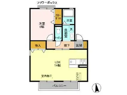 コーポ小倉A(1LDK/2階)の間取り写真