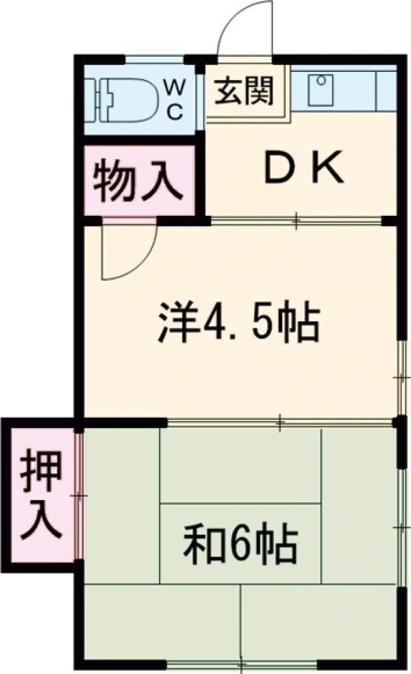 福富荘(2K/1階)の間取り写真
