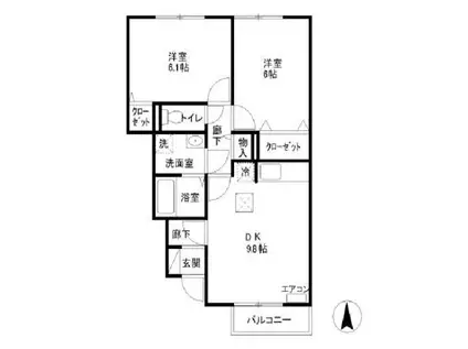 ラプランタンB(2LDK/1階)の間取り写真
