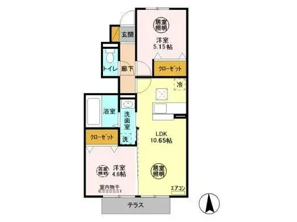 アレイシャンテ(2LDK/1階)の間取り写真