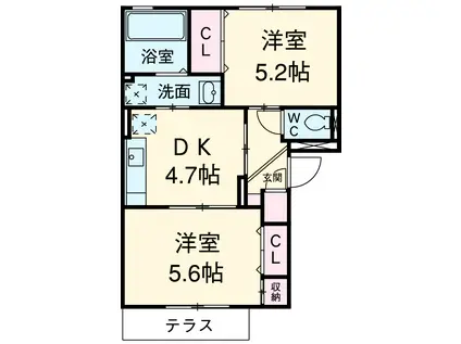 アンバサル(2K/1階)の間取り写真