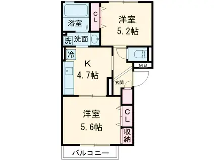 アンバサル(2K/3階)の間取り写真