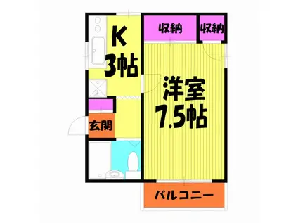 サンブリッジ(1K/2階)の間取り写真