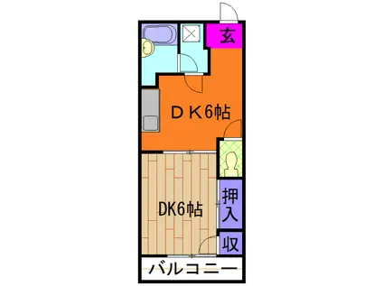 成瀬グリーンハイツ(1DK/2階)の間取り写真