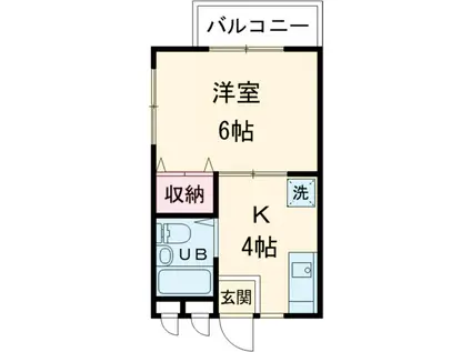 パールシティⅡ(1K/1階)の間取り写真