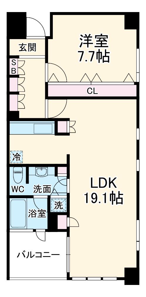 御棚町HILLS(1LDK/3階)の間取り写真