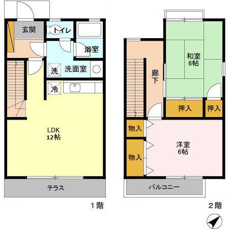 グランメール葛城(2LDK)の間取り写真