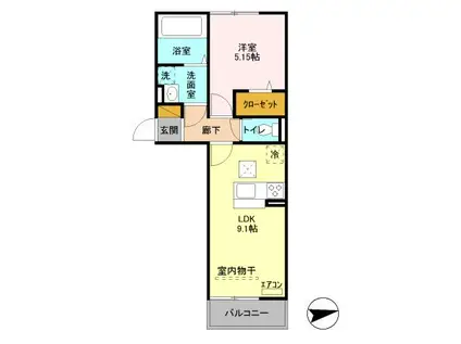 メゾンエミールドゥ(1LDK/1階)の間取り写真