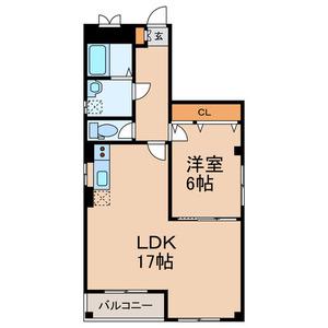 ブルーハーツ院内(1LDK/3階)の間取り写真