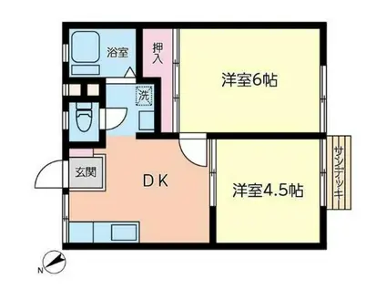 ハイツ白幡(2DK/2階)の間取り写真