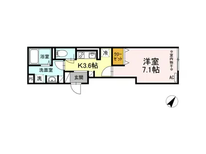 ラ フランス鄕梨(1K/3階)の間取り写真