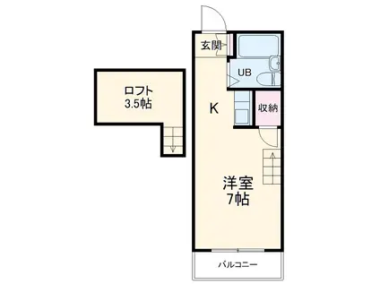 グランデ川名本町(1K/1階)の間取り写真