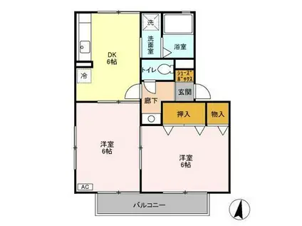 ヴィラフォーレA・B・C・D(2DK/1階)の間取り写真