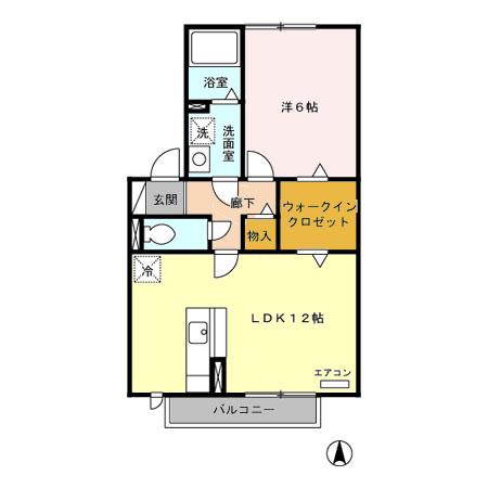 エスペランサ(1LDK/1階)の間取り写真