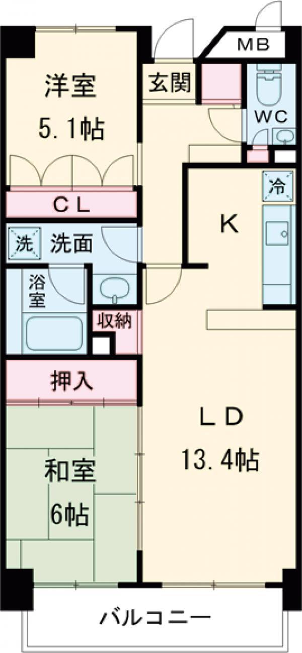 アミ浜田山(2LDK/3階)の間取り写真