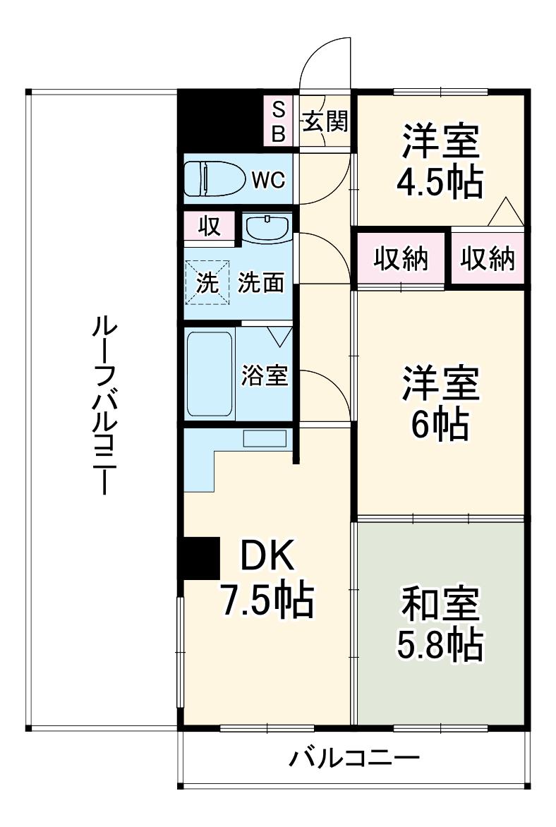 エバーグリーンパレス東浦和(3DK/7階)の間取り写真