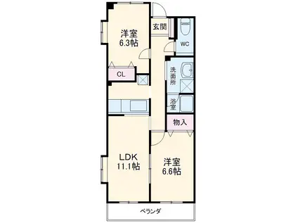 プロミネンスⅤ(2LDK/2階)の間取り写真