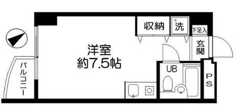 ハイホーム流山(ワンルーム/6階)の間取り写真