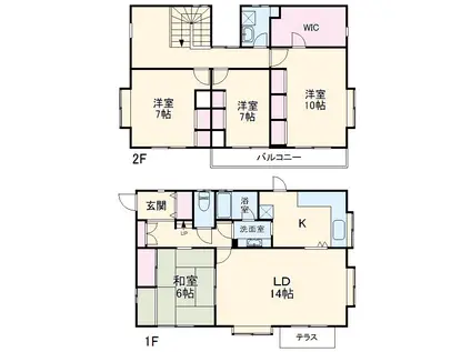 京浜東北・根岸線 蕨駅 徒歩10分 2階建 築44年(4LDK)の間取り写真