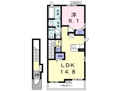 ベルゼルⅡ(1LDK/2階)の間取り写真