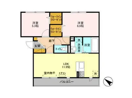 エムワイハイツ(2LDK/3階)の間取り写真