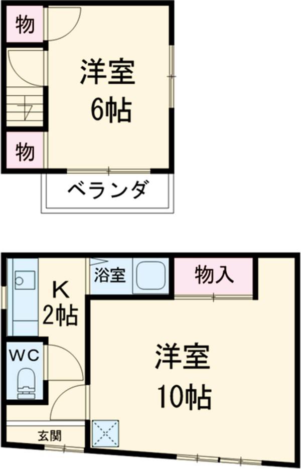 総武・中央緩行線 新小岩駅 徒歩10分 2階建 築61年(2K)の間取り写真