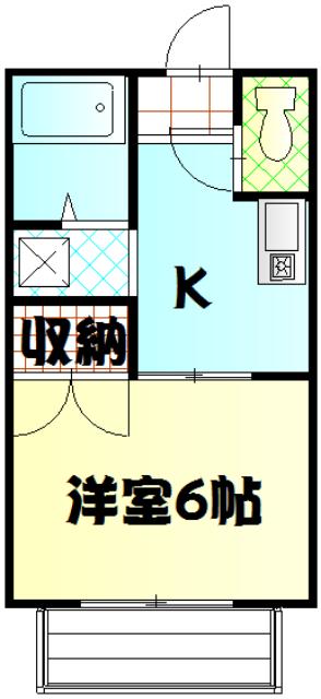ジュネス追分 C(1K/1階)の間取り写真