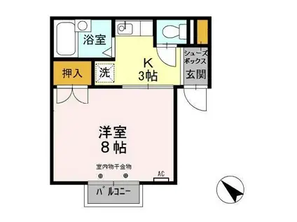 プレジール天王台(1K/2階)の間取り写真