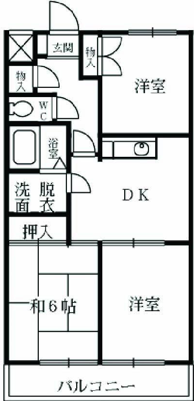 ルネッサンス小手指Ⅲ(3DK/2階)の間取り写真