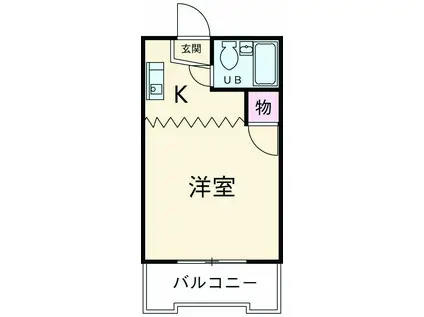 パレス弥生(1K/2階)の間取り写真