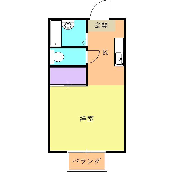 コーポ千日原(1K/2階)の間取り写真