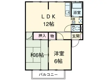 カーサエミ(2LDK/2階)の間取り写真