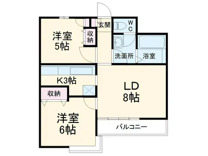 津田山ヒルテラス(2LDK/3階)の間取り写真