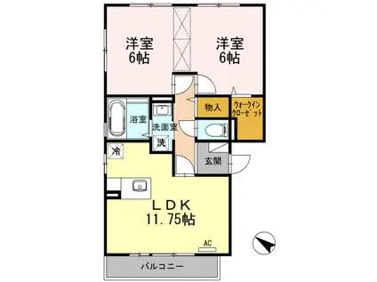 SUN HEIM B(2LDK/3階)の間取り写真
