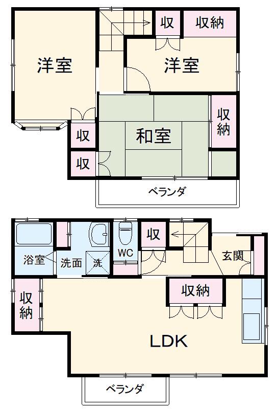 小田急電鉄江ノ島線 相模大野駅 徒歩14分 2階建 築33年(3LDK)の間取り写真