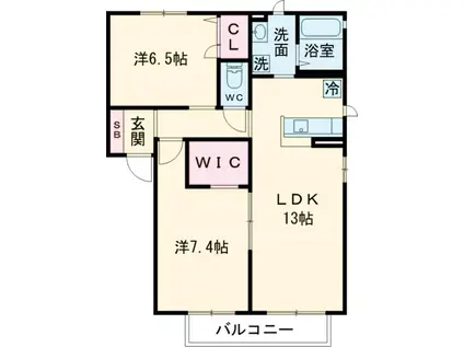 ヴェルドミールⅡ(2LDK/1階)の間取り写真