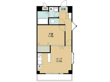 煉瓦館 シャトルⅦ(1LDK/6階)の間取り写真