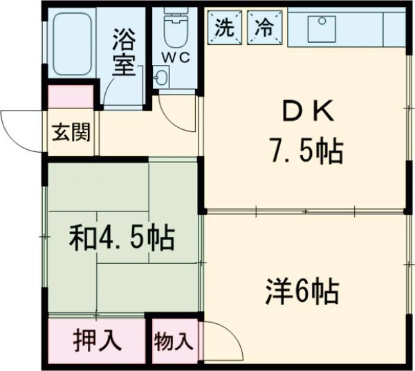 相田アパート(2DK/2階)の間取り写真